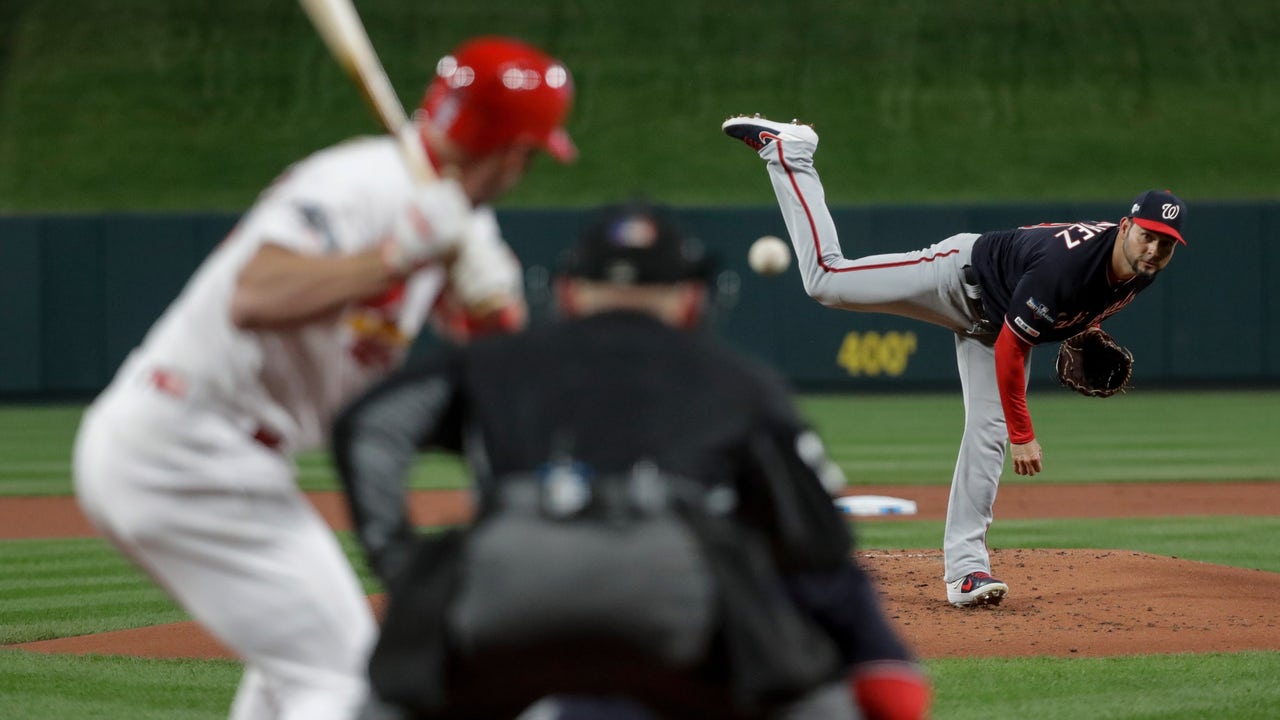 Martínez breaks up no-hitter late, Cardinals blanked 2-0 in Game 1 of NLCS